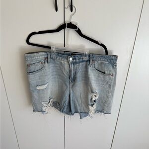 Woman’s Distressed Light Blue Denim Shorts